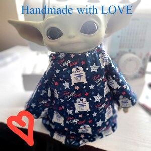 Fourth of July Outfit for 11" Baby Yoda Mattel Grogu plush Dolls- R2-D2, Bowtie. zdjęcie 6