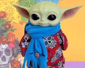 Grogu Doll Sugar Skull Outfit & Scarf Set (11" Mattel Child)