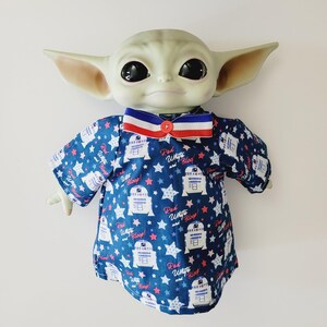 Fourth of July Outfit for 11" Baby Yoda Mattel Grogu plush Dolls- R2-D2, Bowtie. zdjęcie 2