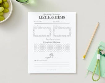 Lista imprimible para revendedores de flores: recompensa por completar el reto de 100 artículos, planificador de hábitos (descarga en PDF)