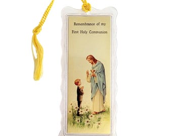 Vintage 60/70s First Holy Communion Tassel Bookmark- Thanksgiving Prayer - Italy