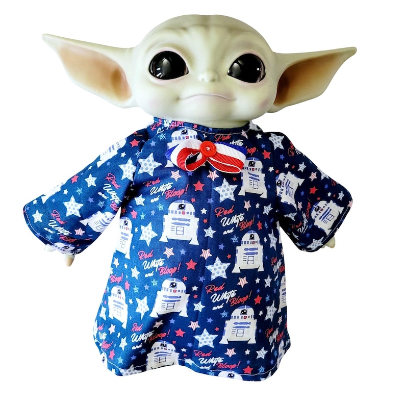 Fourth of July Outfit for 11" Baby Yoda Mattel Grogu plush Dolls- R2-D2, Bowtie. image 1