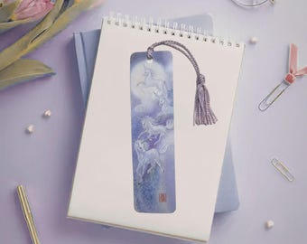 Vintage 80s Unicorn Bookmark Peggy Toole purple Tassel Sunshine Thoughts 1987 H- 1050