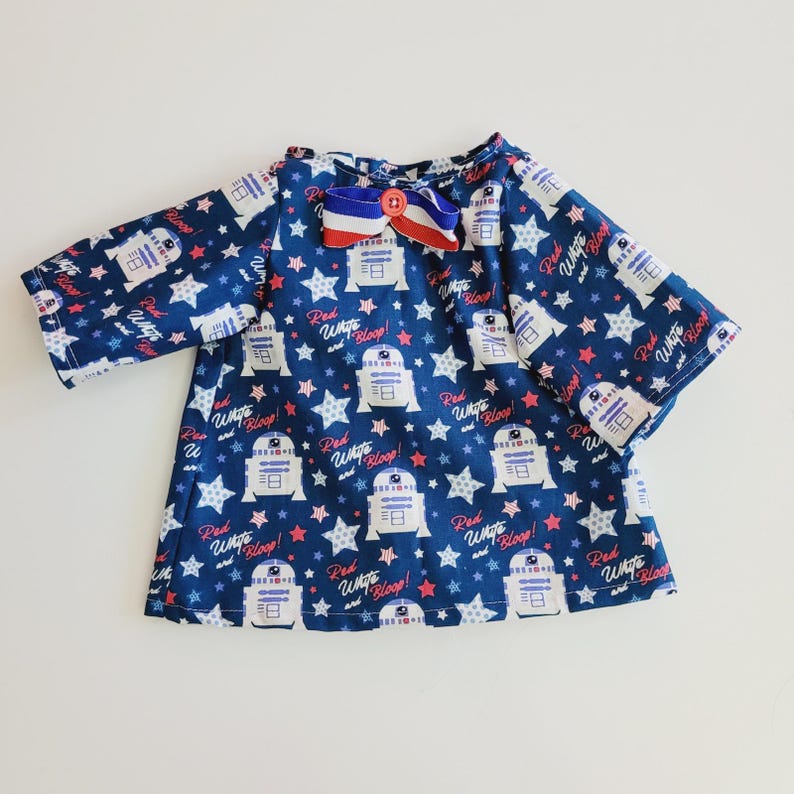 4th of July Outfit for 11" Grogu Baby Yoda Mattel Grogu plush Dolls, R2-D2 Bloop image 4