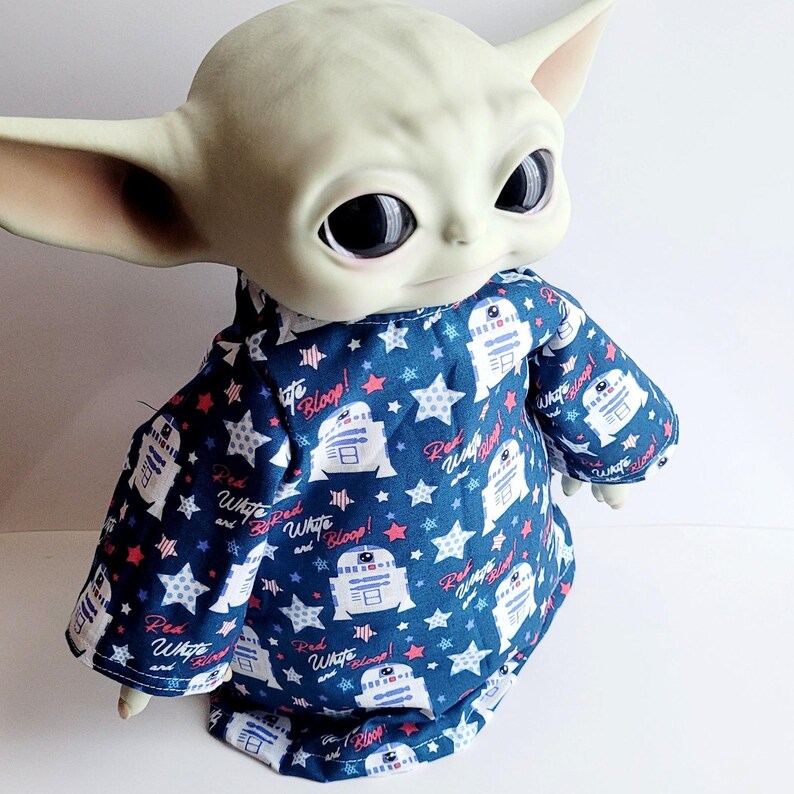 4th of July Outfit for 11" Grogu Baby Yoda Mattel Grogu plush Dolls, R2-D2 Bloop image 3