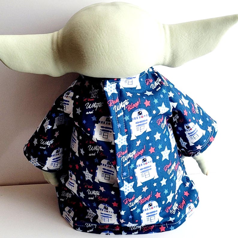 July 4th Outfit for 11" Baby Yoda Mattel Grogu plush Dolls, R2-D2 red white blue image 5