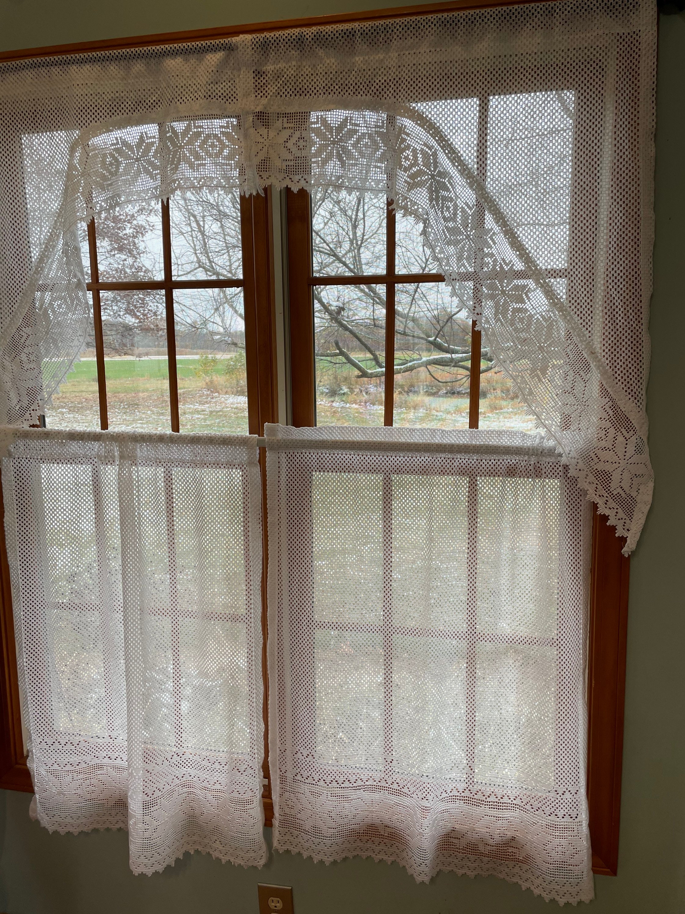  Cortinas de ventana de cocina con hojas para baño, sótano, azul  marino y blanco, paneles de cortina de café, cortinas de media ventana, 36  pulgadas, 2 paneles : Hogar y Cocina