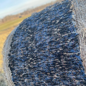 Hand woven rug Beautiful Wool textured Banded “Black and Blue” 40”x28” black, royal blue, golden brown w/reds and grays OR black &blue 48x29