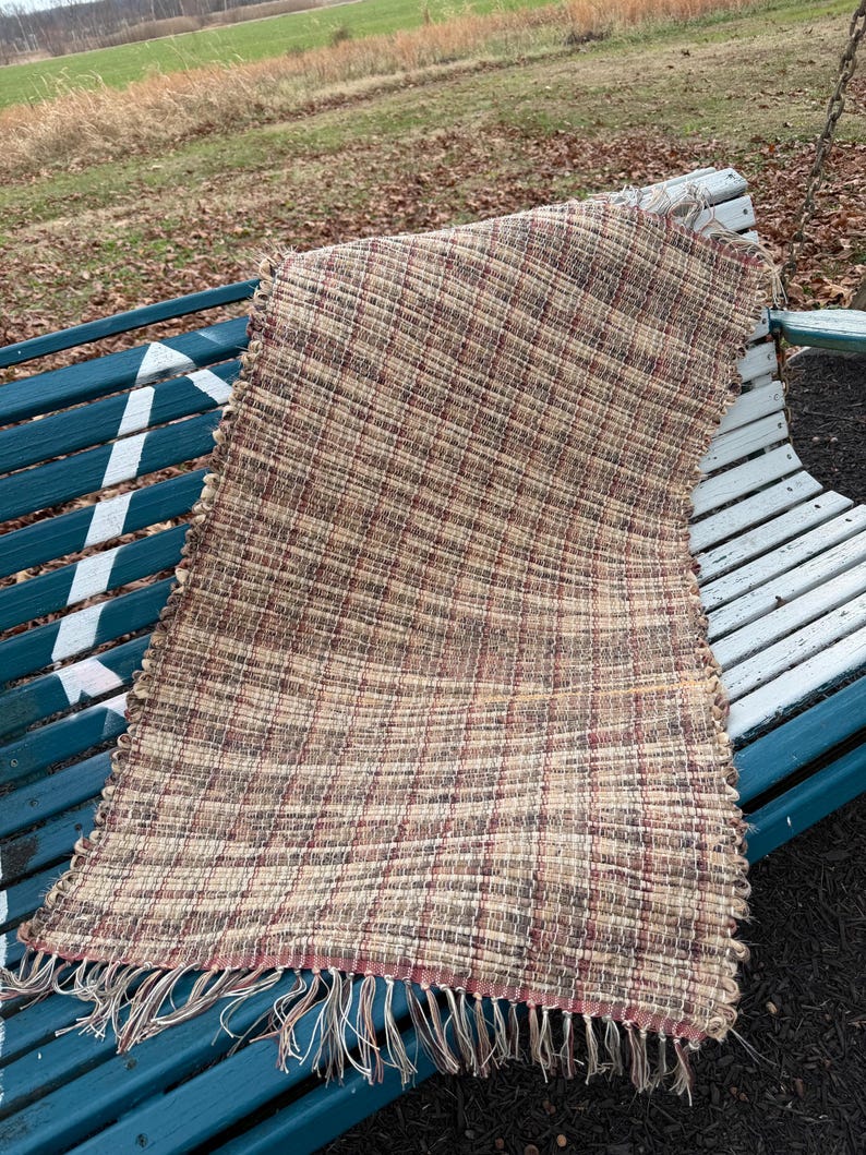Draped Rug Images Handmade Rag Rug in Beige Tan With Rusty Copper Bits “painted Lady ...