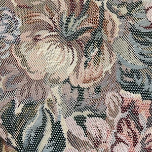 Vintage jaren 90 Tab Top Rose Tapestry Volant Swag 88 x 19 inch (2 beschikbaar) Mooie stoffering, stof volledig gevoerd met taupe DuPioni-zijde