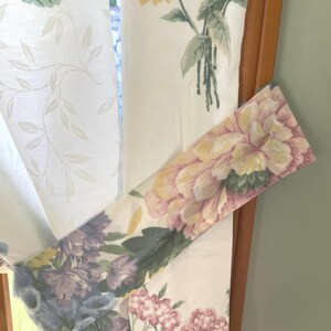 Vintage 1990’s floral tieback curtains French Country Flower Garden floral window valance, panels, Choose below pieces to fit your needs pair of tie backs