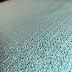 Nice Vintage all cotton mattelasse blanket coverlet in seafoam color vintage heavyweight woven blanket cottagecore geometric woven pattern
