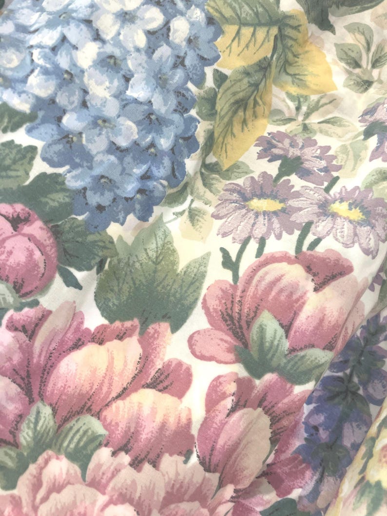 Vintage 1990’s floral tieback curtains French Country Flower Garden floral window valance, panels, Choose below pieces to fit your needs image 4