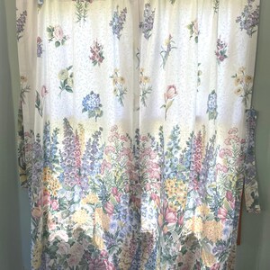 Vintage 1990’s floral tieback curtains French Country Flower Garden floral window valance, panels, Choose below pieces to fit your needs Pair curtains 82X87