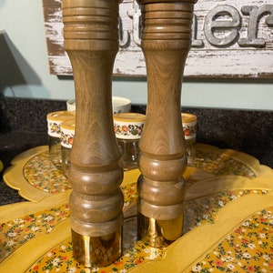 Vintage mcm Wooden Salt Shaker and Pepper Mill 10” Tall Deluxe set Nasco Japan never used new old stock Nice Gift for a Vintage Lover