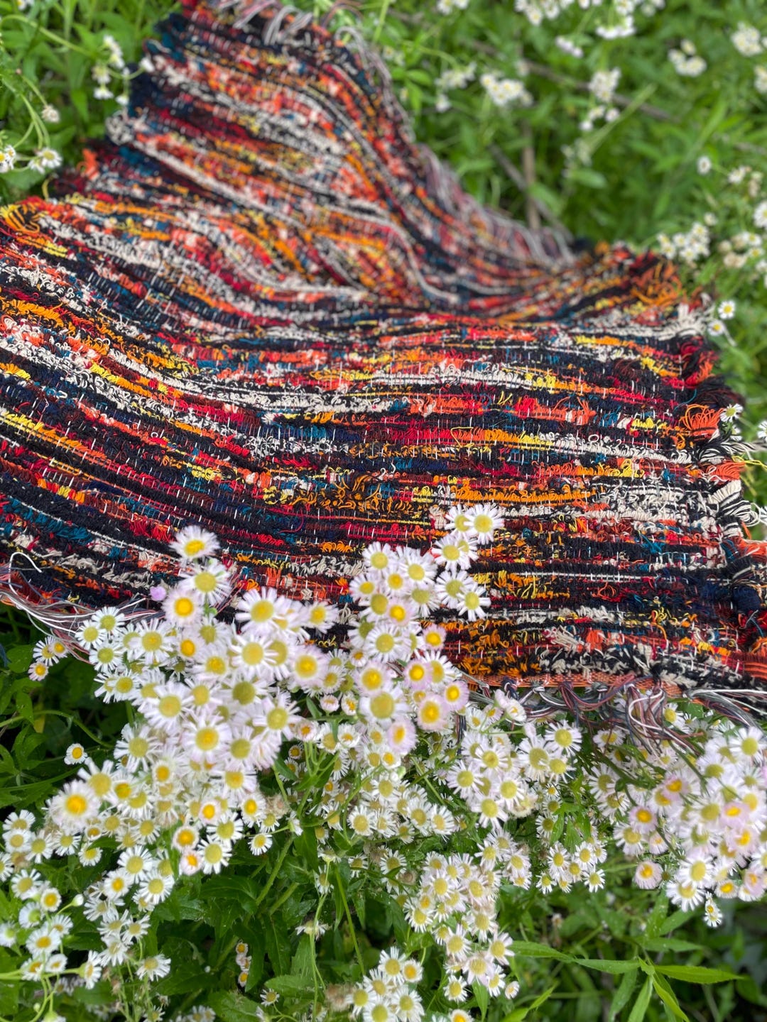 Handmade Hand Woven Rag Rug Fuzzy Wool Textured “campfire” 34”x29” With ...