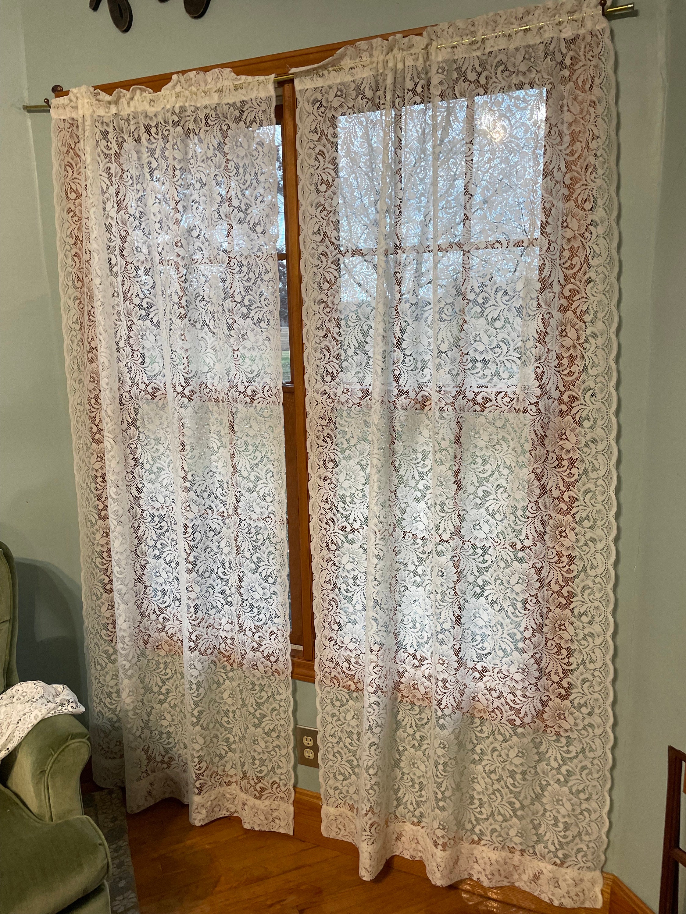Pink Floral Window Curtains Nursery Drapes, Roses Flowers Girl
