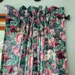 Vintage 90’s floral pair(s) of curtain panels  42”x84” each panel. 100% cotton curtains in teal, seafoam, blush, burgundy, dusty rose, lilac
