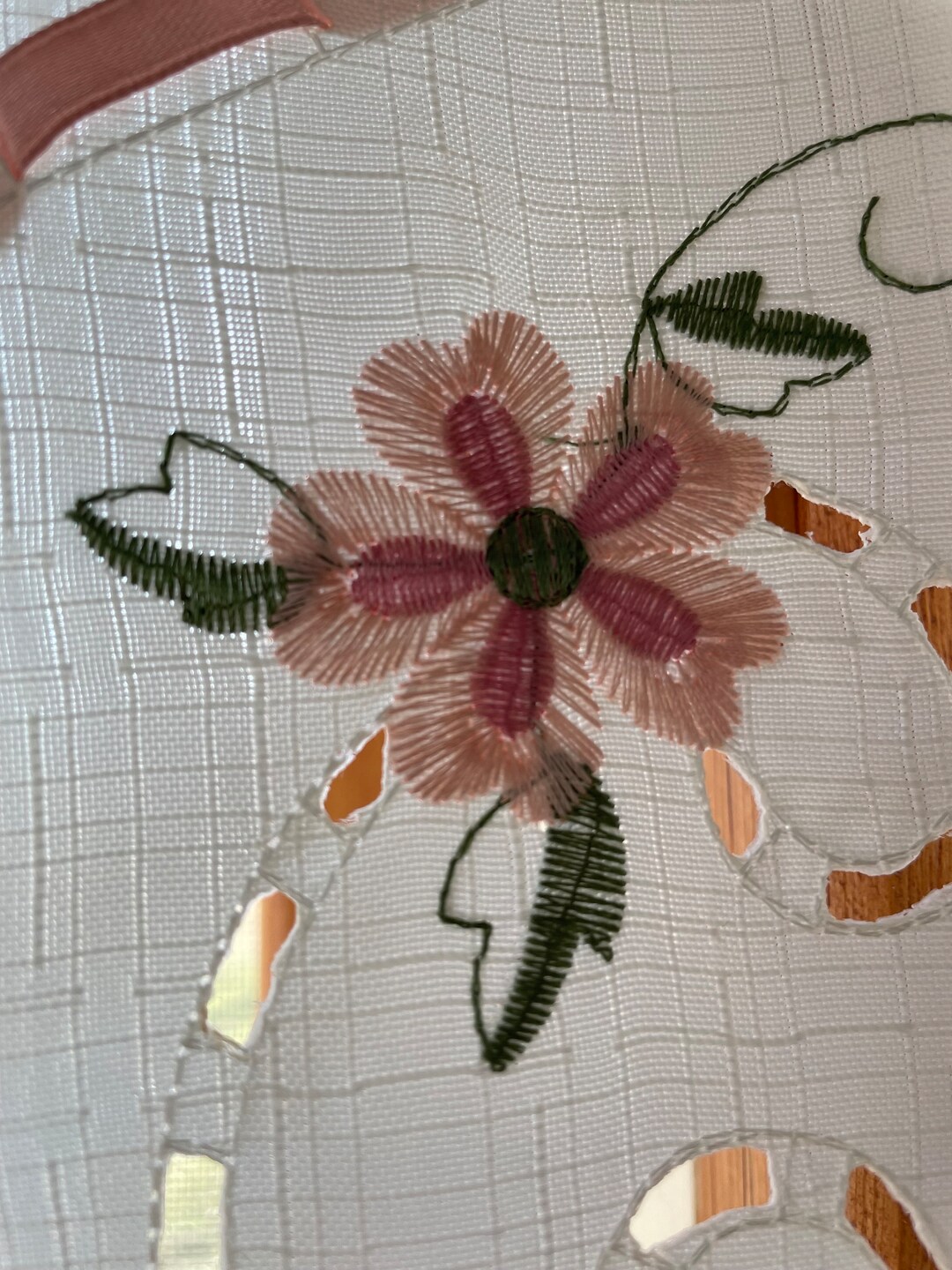 Pair Vintage Swag Curtains Valances Creamy White Linen Look With Laser