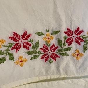 Choice of Vintage pillowcases 1960’s pair embroidered cross stitched floral to 1990’s solid pairs or floral percale pillowcases mix or match