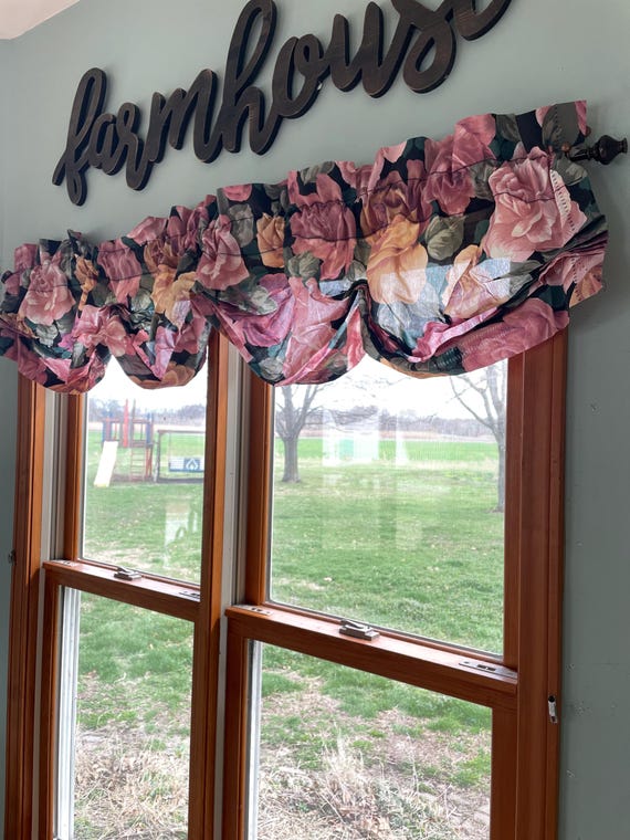 Choice of Vintage 90's Pink Lace Curtain Panel(s) or Big Floral