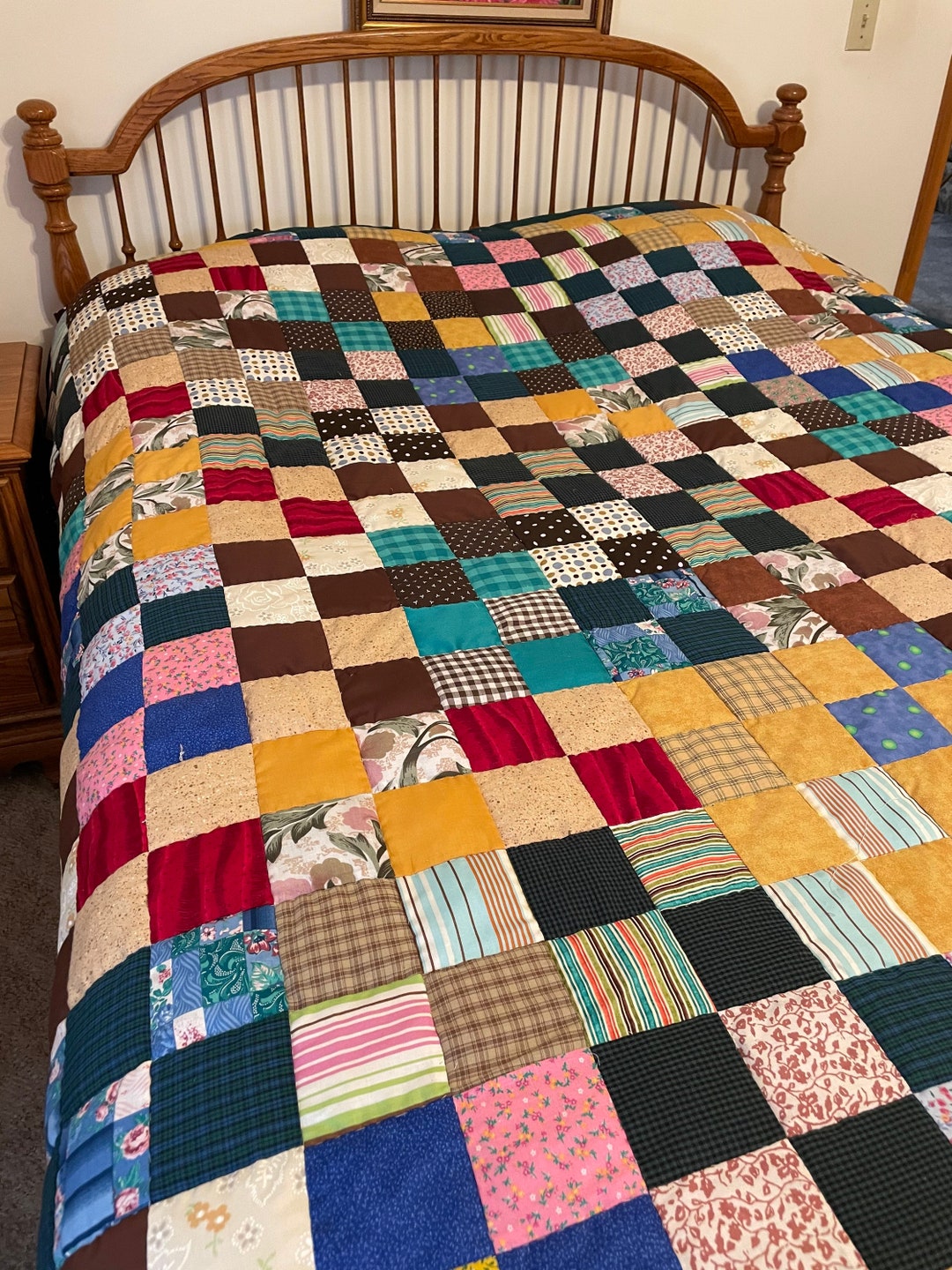 Beautiful Scrappy Patchwork Quilt With Lots of Colors Mom Hand - Etsy