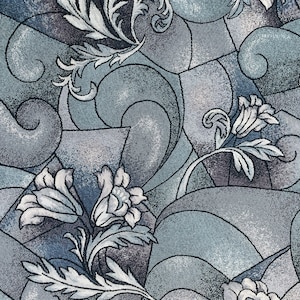 Vintage Fabric 1990’s Tapestry Upholstery Fabric “Stained Glass” Moody Floral Dark Gothic large Floral grays purples black green