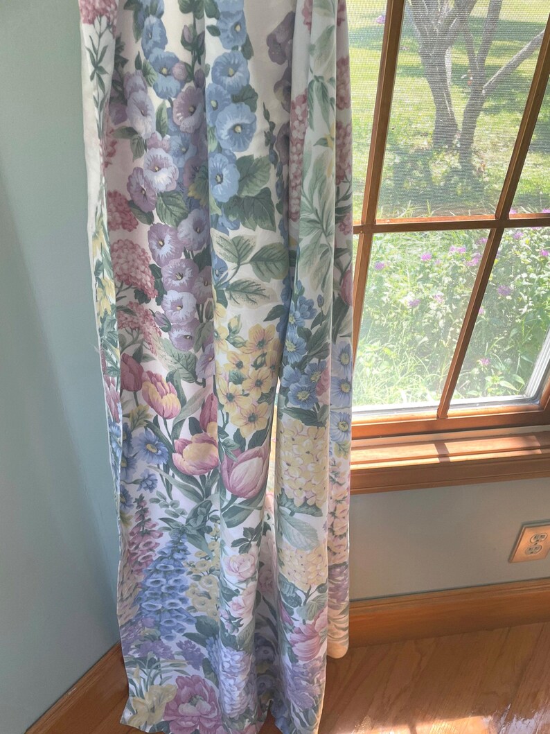 Vintage 1990’s floral tieback curtains French Country Flower Garden floral window valance, panels, Choose below pieces to fit your needs image 6