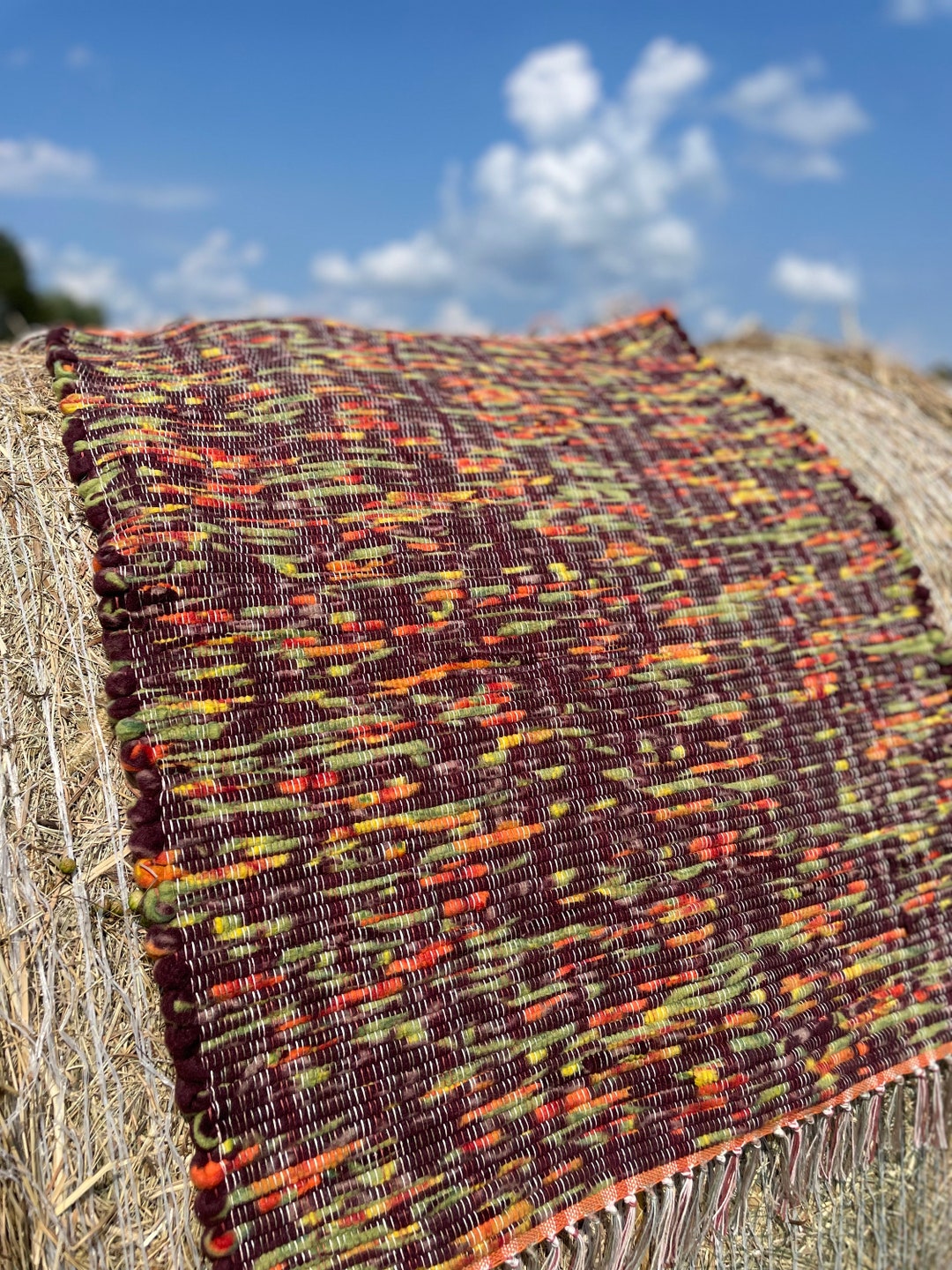 Handmade Fall Rug “70’s Living Room” 34”x29” Washable Entry Rug in ...