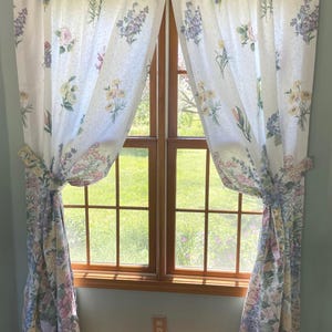 Vintage 1990’s floral tieback curtains French Country Flower Garden floral window valance, panels, Choose below pieces to fit your needs image 10