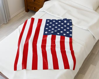 American Flag Plush Blanket: Patriotic Velveteen Throw - USA Pride