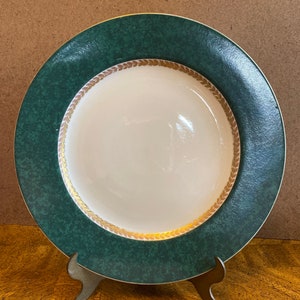 Retroneu Malachite #488 Imperial Collection Fine China Porcelain Dinner Plate White Green Gold