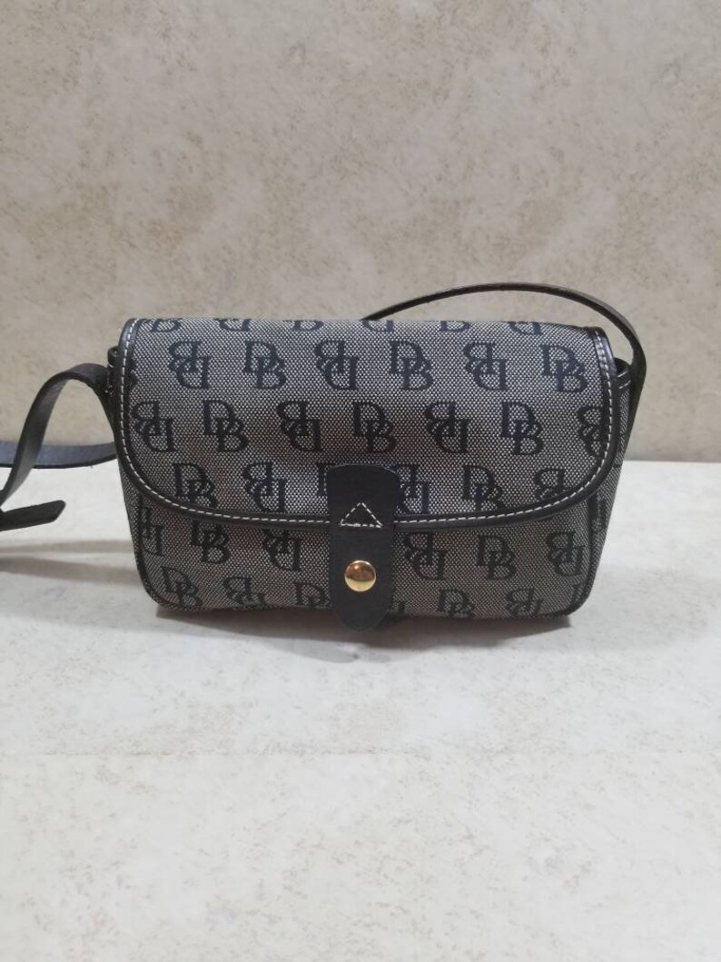Dooney and Bourke Black Leather Canvas Mini Purse