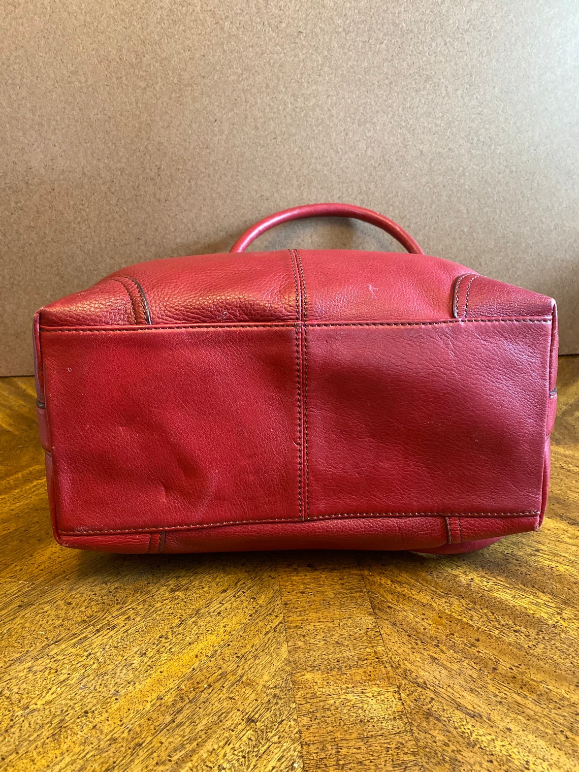 Etienne Aigner red soft leather handbag shoulder 80s gold | Etsy