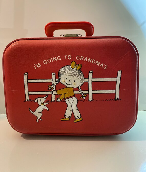 Vintage I'm Going To Grandmas  Childs Suitcase Red