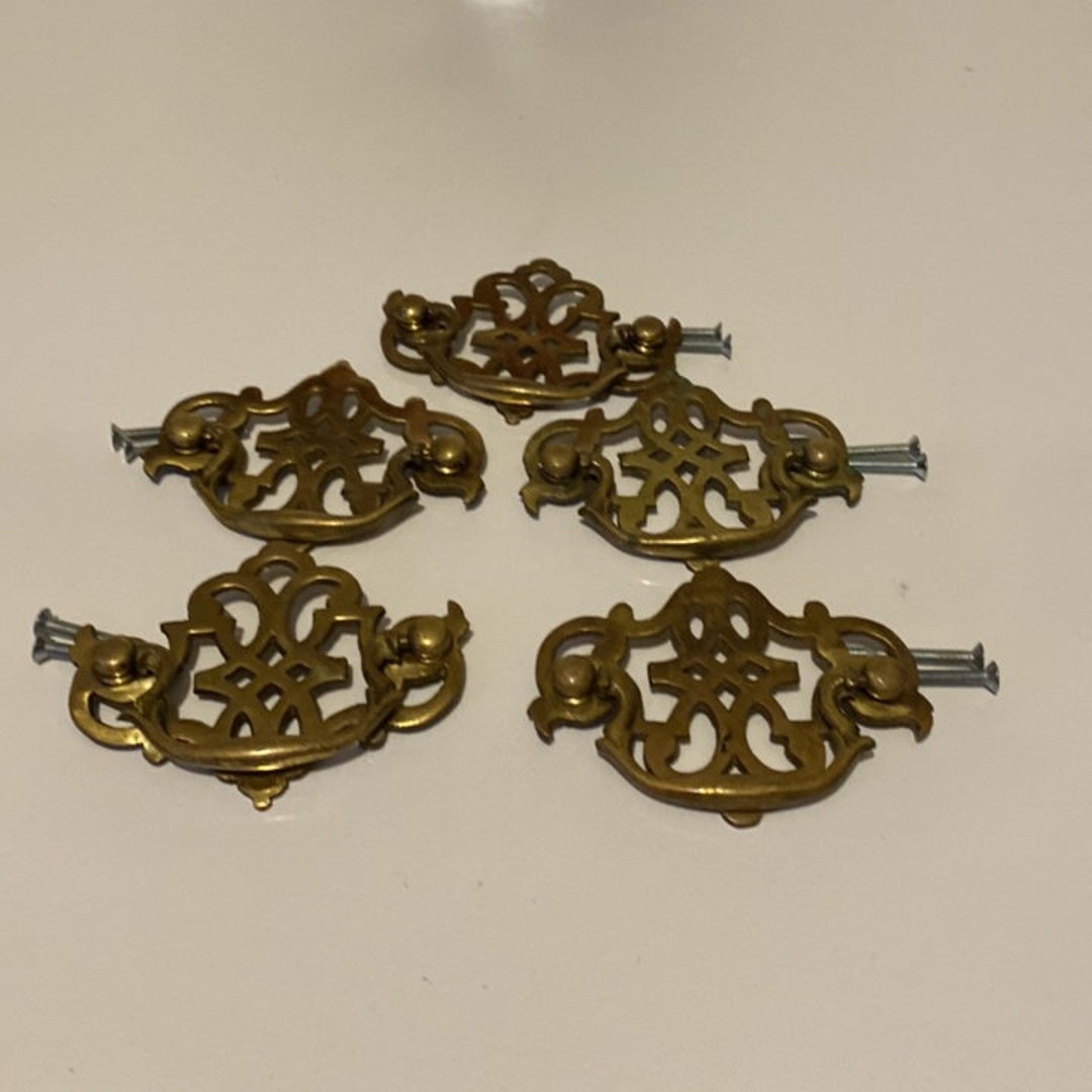 Vintage Drop Bail Drawer Pulls Pairs Handles Antique Brass