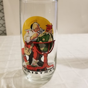 Vintage 1970s Coca-Cola Coke 1926 Norman Rockwell Saturday Evening Post Santa Claus Christmas Collectible Drinking Glass 14 oz. Tumbler