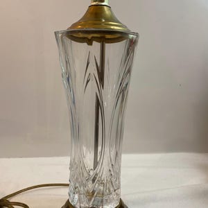 Vintage Hollywood Regency Brass & Cut Glass Crystal Table Lamp