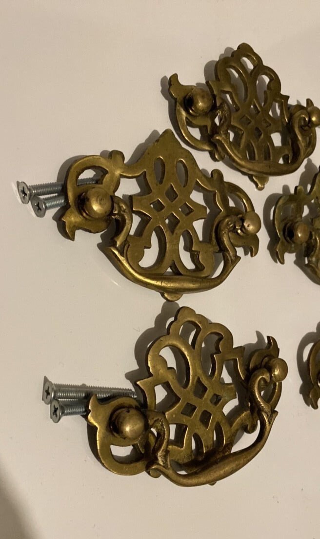 Vintage Drop Bail Drawer Pulls Pairs Handles Antique Brass Etsy