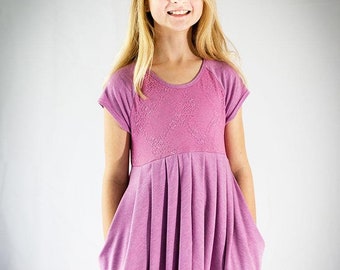 Girls dress pattern, girls sewing pattern, tween dress pattern, girls stretch pattern, girls dress pattern, girls pdf pattern, Darcy dress