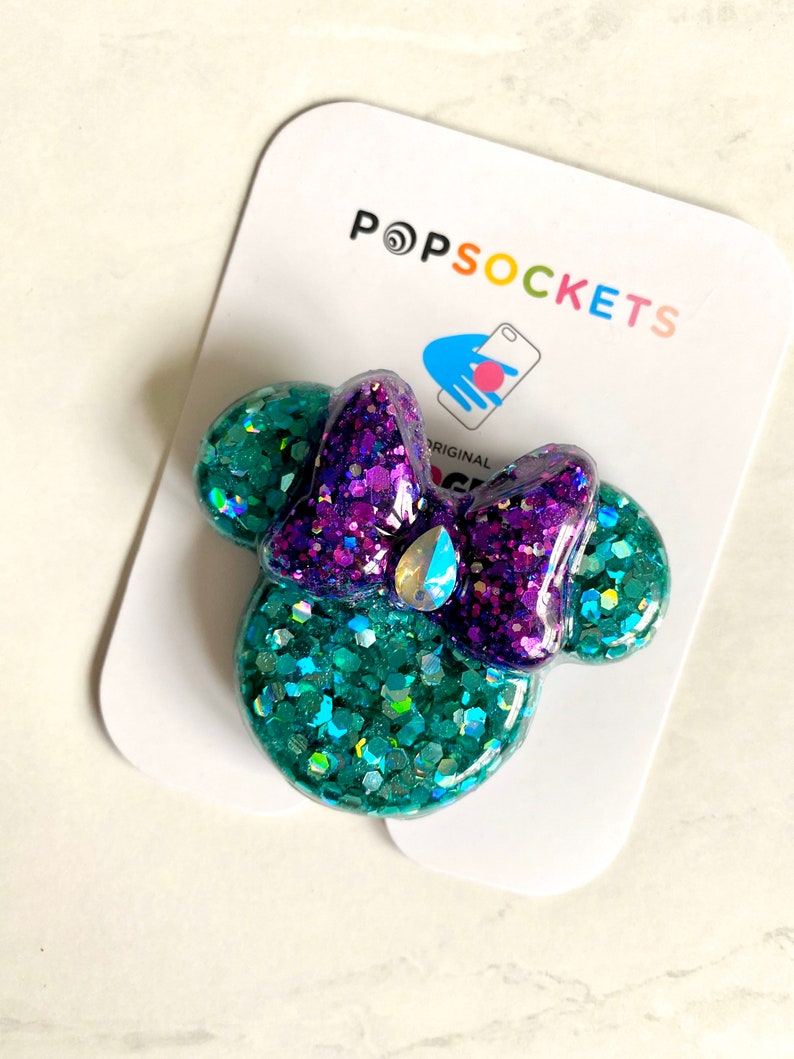 Minnie mouse mermaid phone socket or badge holder! Little mermaid Ariel, ocean Disney ears, Minnie pop grip, disney svg 