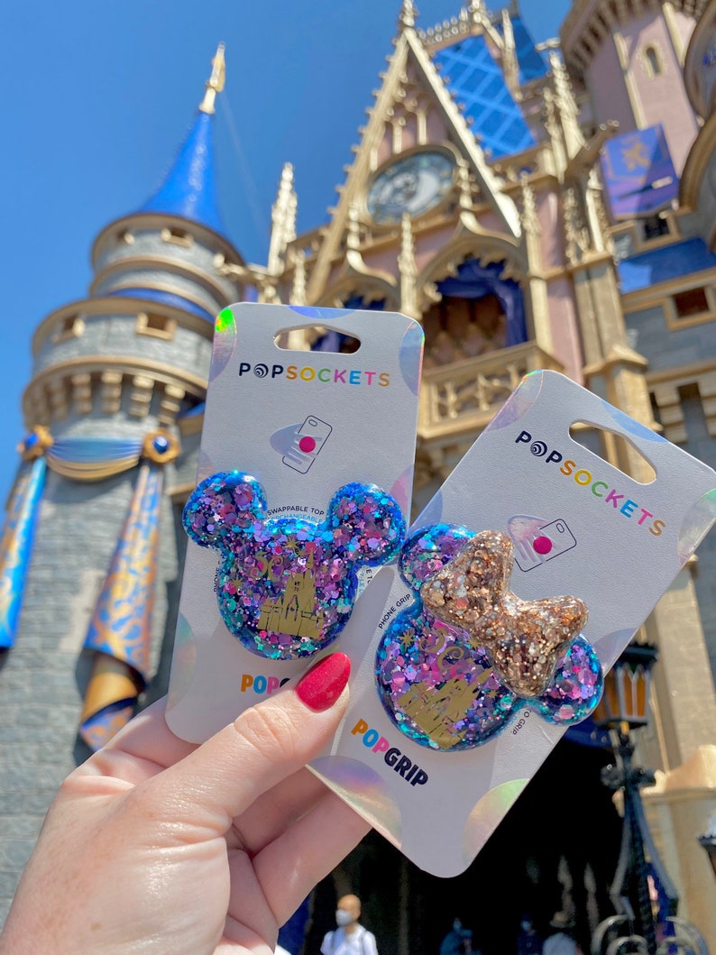 MAGIC KINGDOM SOCKET, Mickey Pop Socket, personalized 50 Anniversary Key Chain Pop Grip, Castle Designer Mobile Socket 