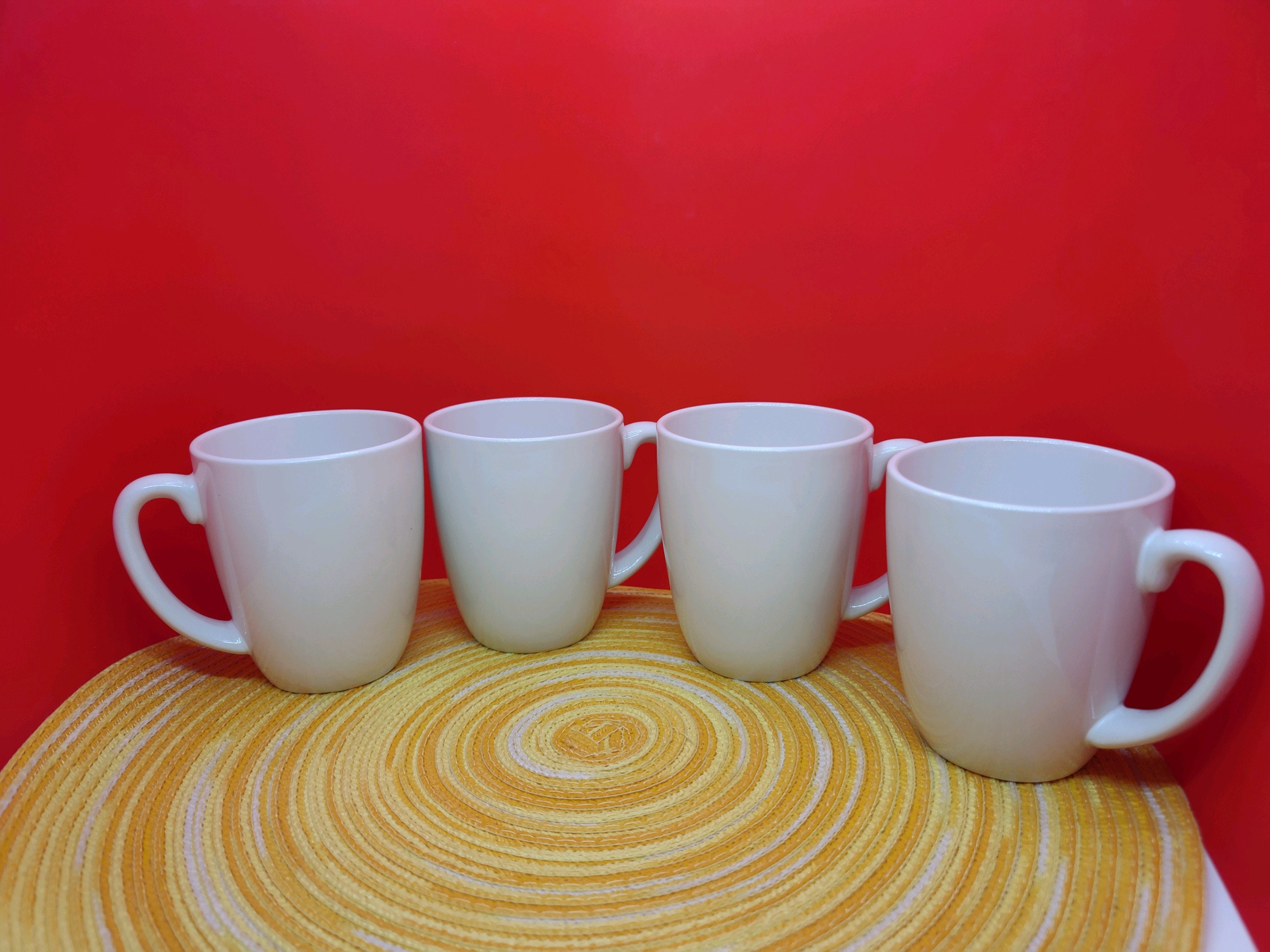 Set of 4 Corelle Coordinates Stoneware Mugs Pure White Etsy