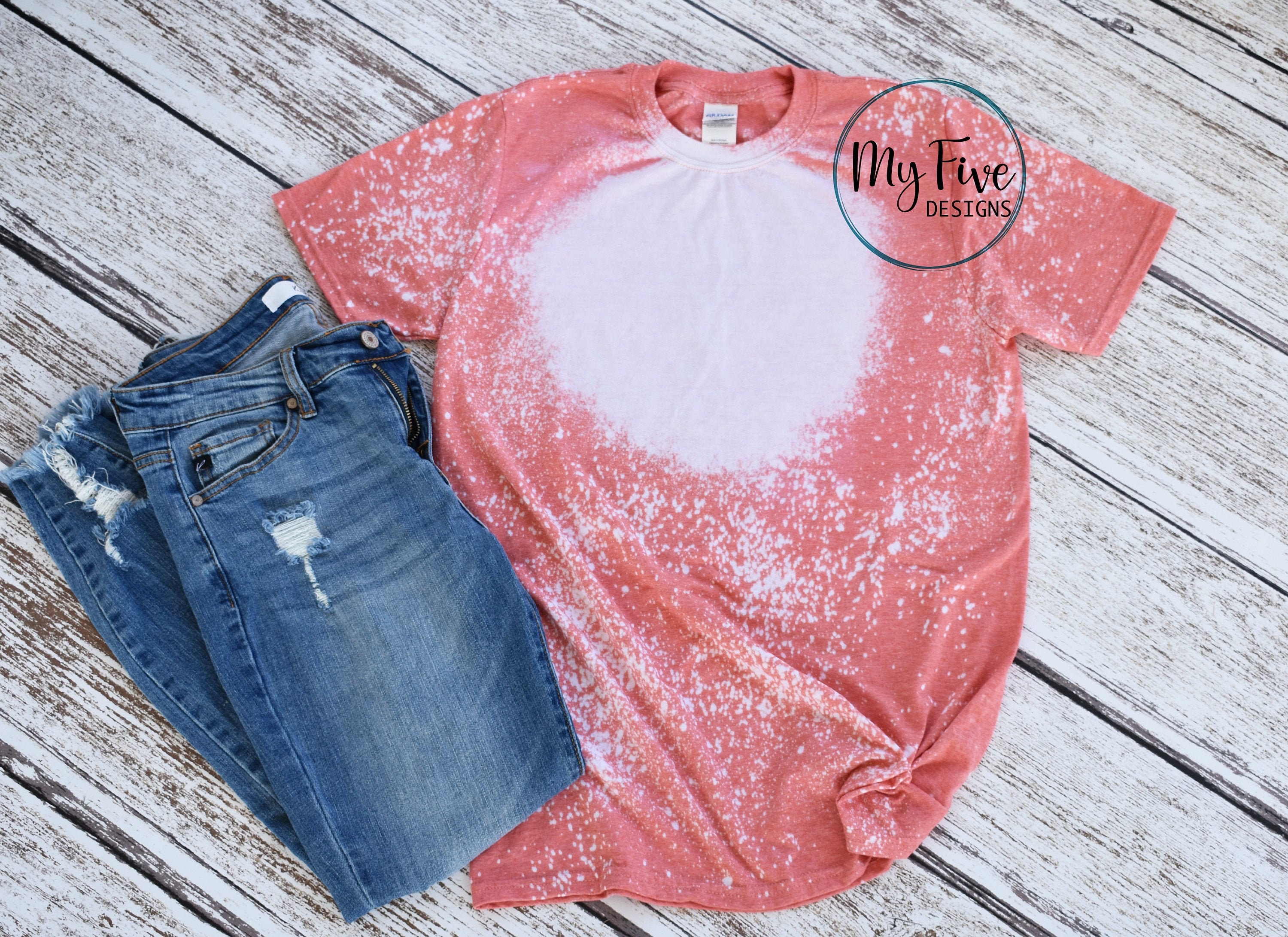 Download Bleached T Shirt Mockup Gildan Softstyle 6400 Heather Bronze Coral