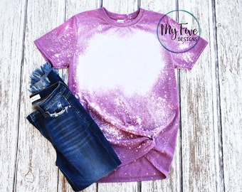 Bleached T-Shirt|Mockup|Gildan Softstyle Heather Purple|Gildan Softstyle 6400