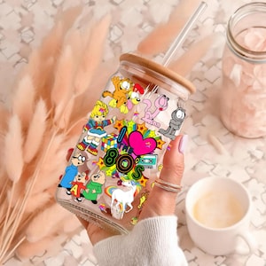 Made in the 80s | 16oz Glass Tumbler with Straw and Lid | Glass Can Cup | Iced Coffee | Juice | Cartoon | Nostalgia | Retro | Glass Can