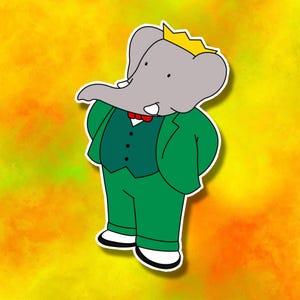 Babar Sticker | Holographic | Cartoon | Retro | 2000s | 90s | TV Show | Nostalgia | Diecut | Decal