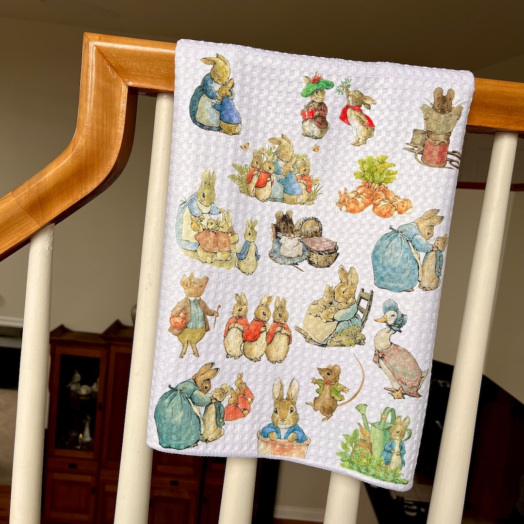 Peter Rabbit Tea Towel Waffle Weave Easter Nostalgia - Etsy