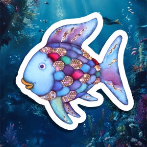 Rainbow Fish Sticker | Holographic | Cartoon | Retro | 2000s | Kindness | Sharing | Children’s Book | Nostalgia | Diecut | Decal