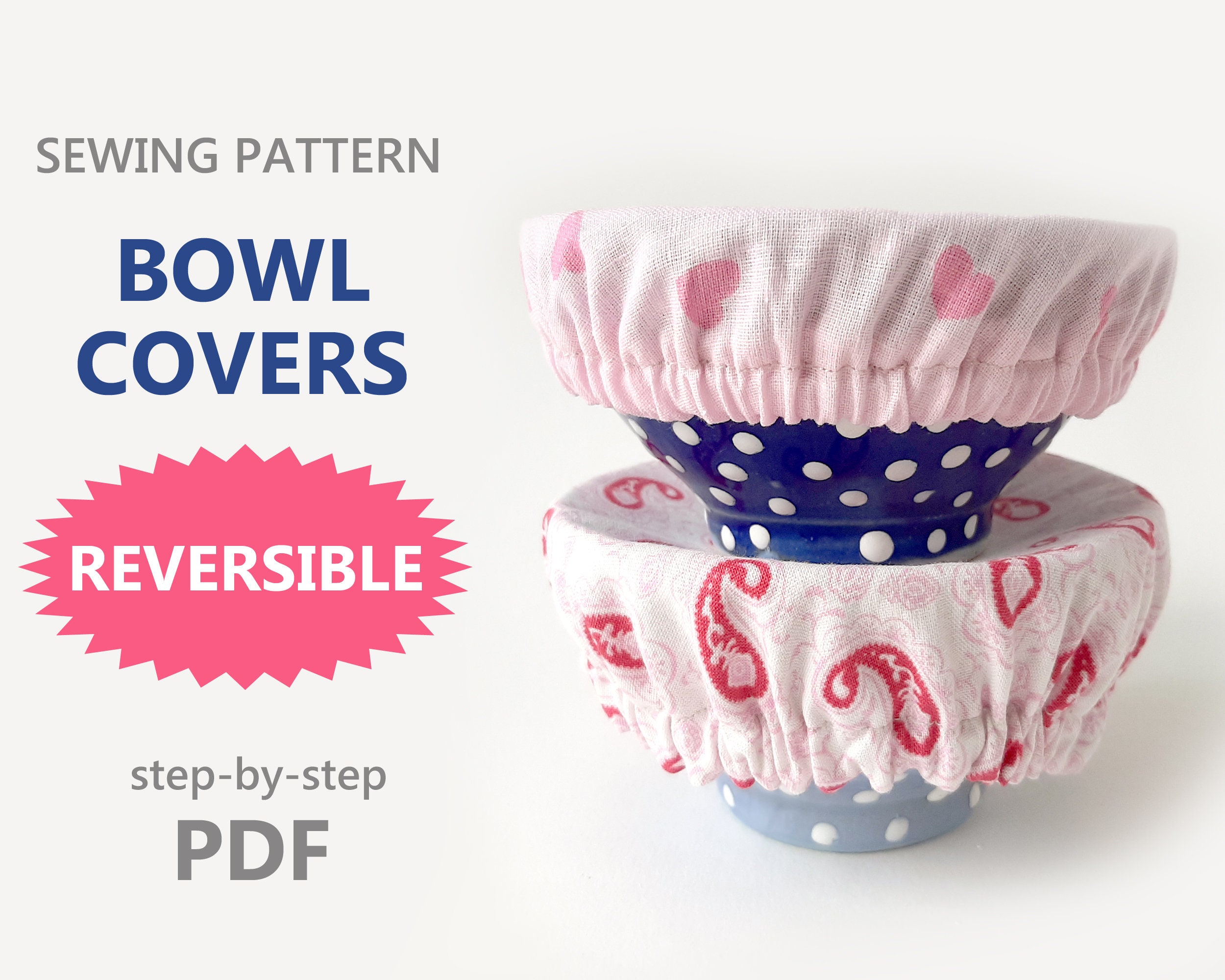 Fabric BOWL COVERS Sewing Pattern PDF & Tutorial Reversible Etsy